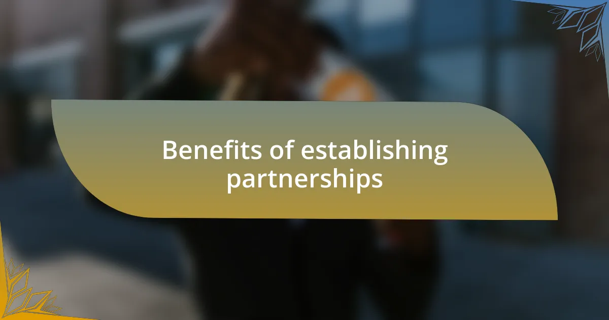 Benefits of establishing partnerships