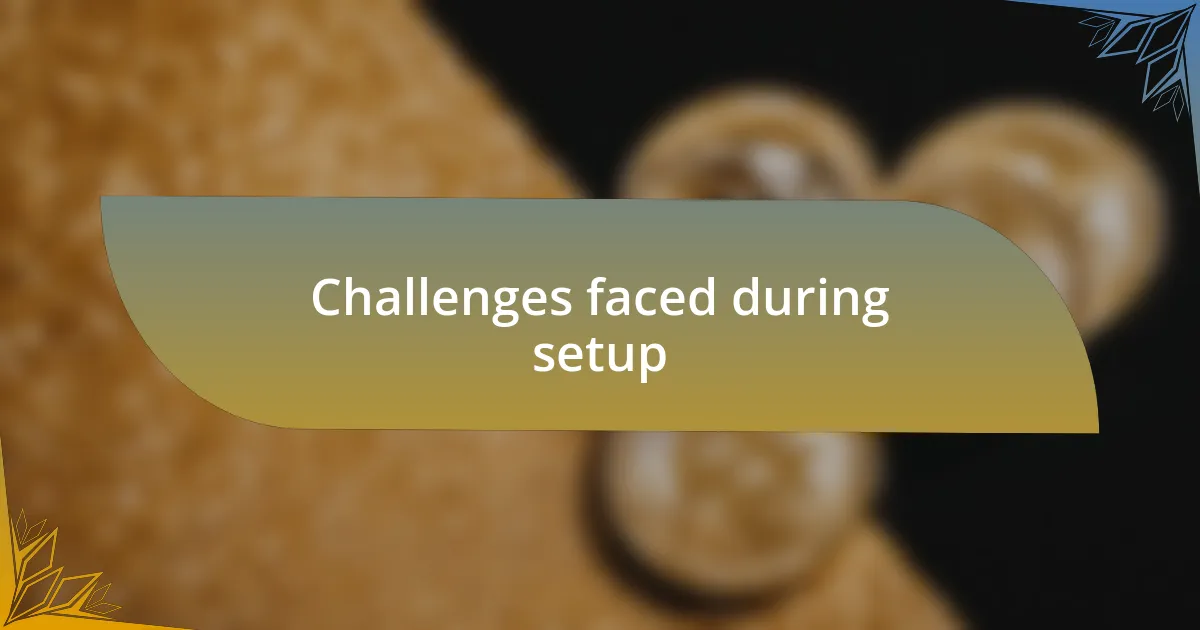 Challenges faced during setup