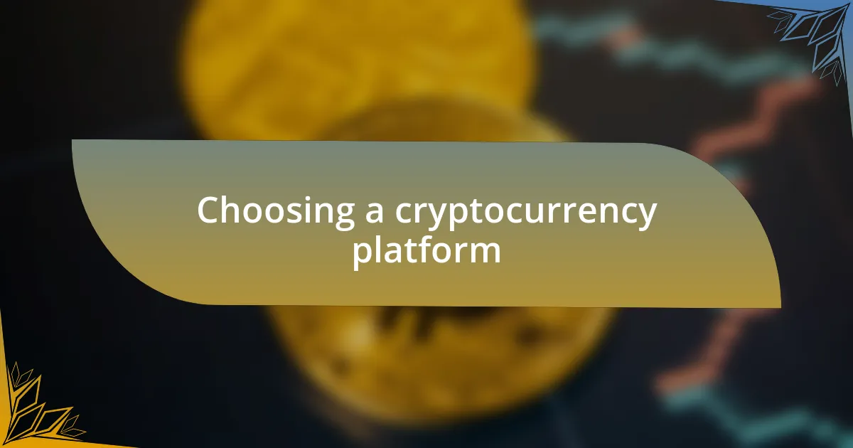 Choosing a cryptocurrency platform