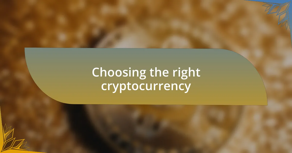 Choosing the right cryptocurrency
