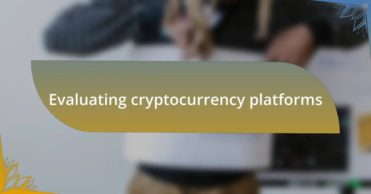 Evaluating cryptocurrency platforms