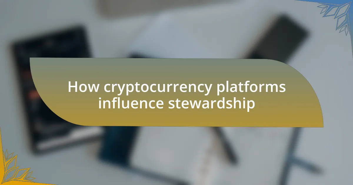 How cryptocurrency platforms influence stewardship