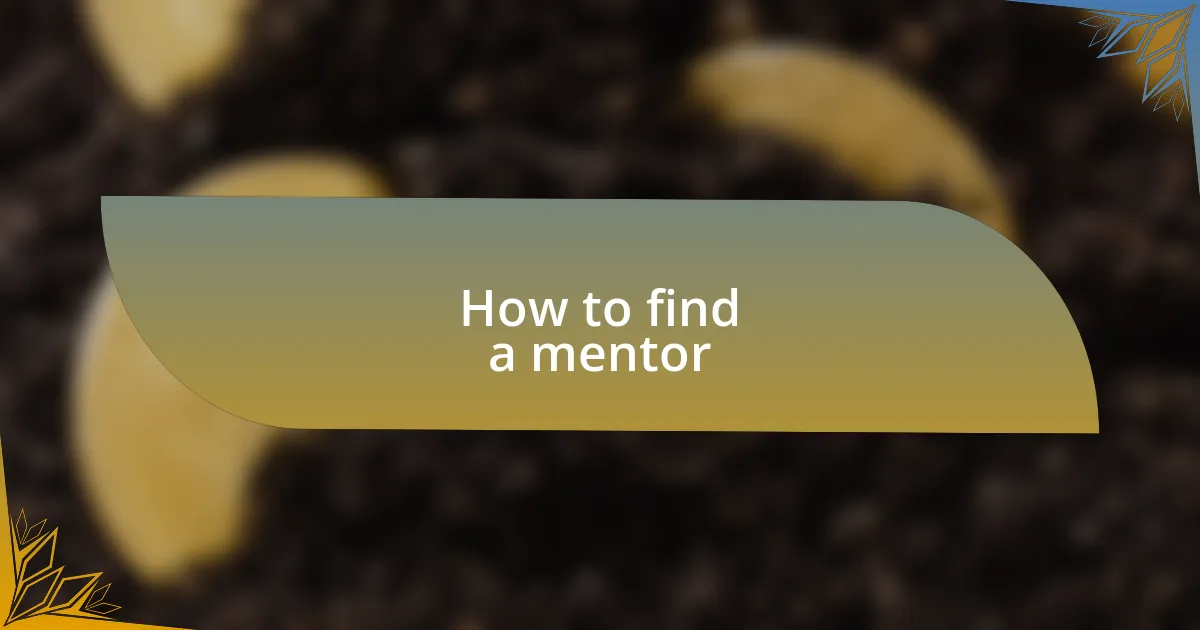 How to find a mentor