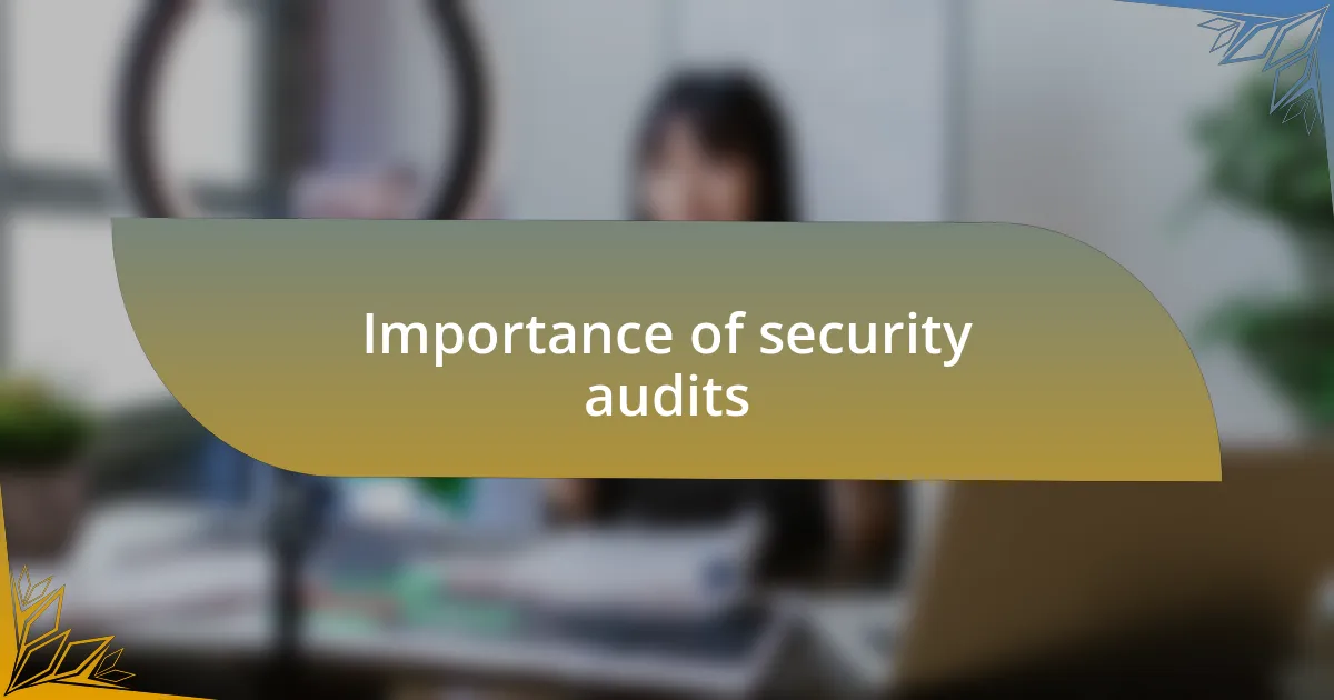 Importance of security audits