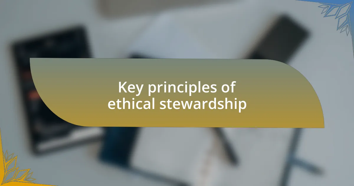 Key principles of ethical stewardship