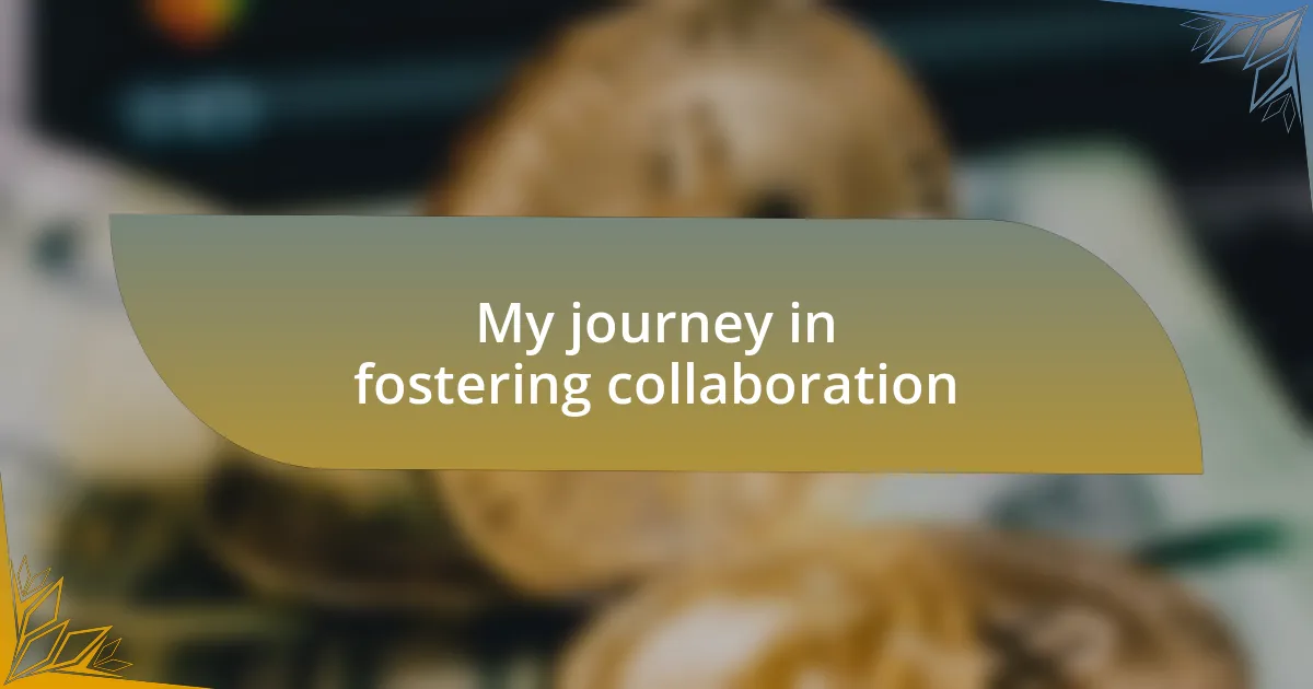My journey in fostering collaboration