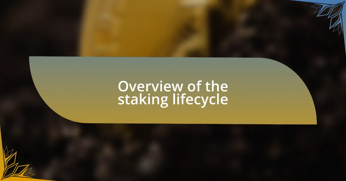Overview of the staking lifecycle