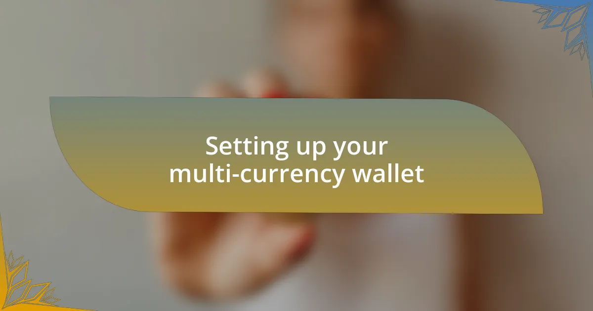 Setting up your multi-currency wallet