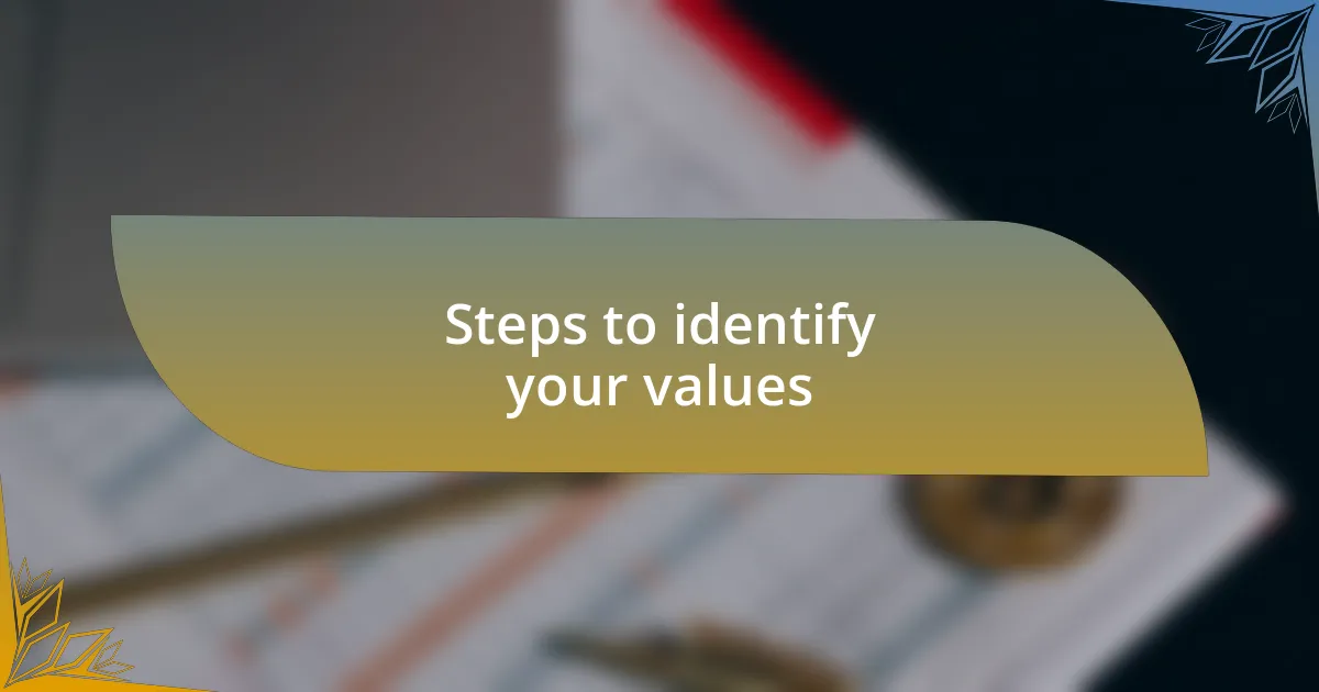 Steps to identify your values