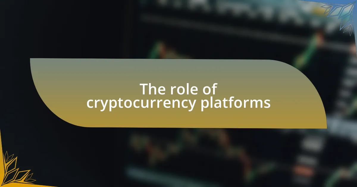 The role of cryptocurrency platforms