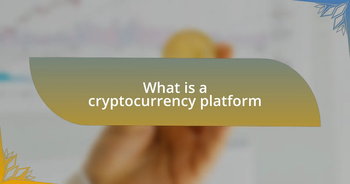 What is a cryptocurrency platform